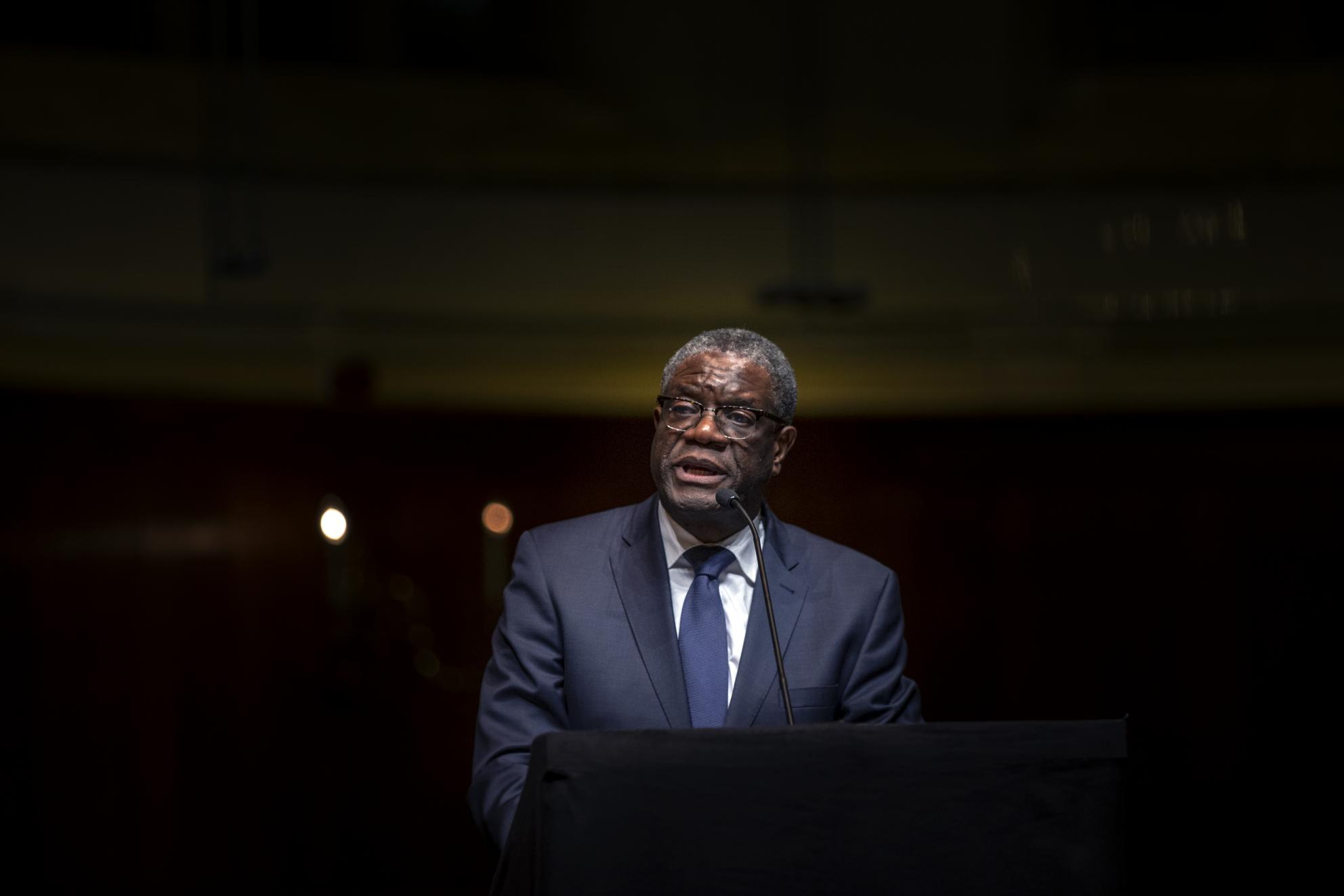 Dr Denis Mukwege, Prix Nobel de la Paix 2018, lors de son discours
